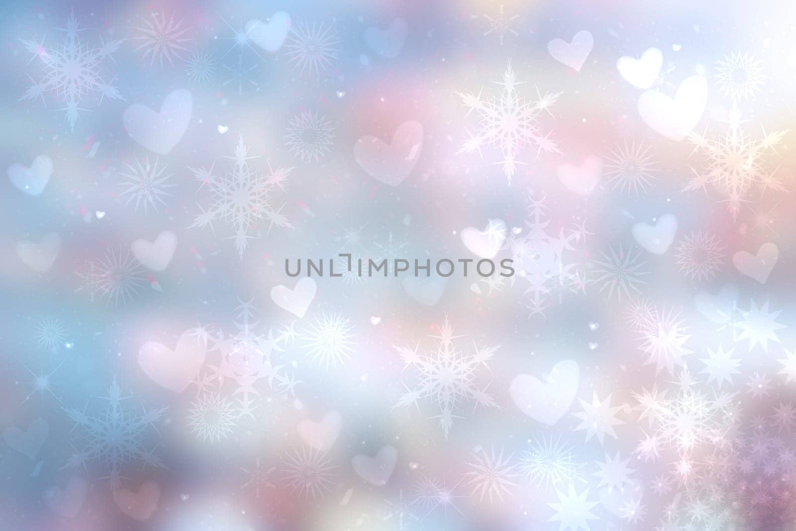 Abstract festive blur bright pink pastel background texture with white pink hearts love bokeh and stars for valentine or wedding card. Space for design. Card concept.