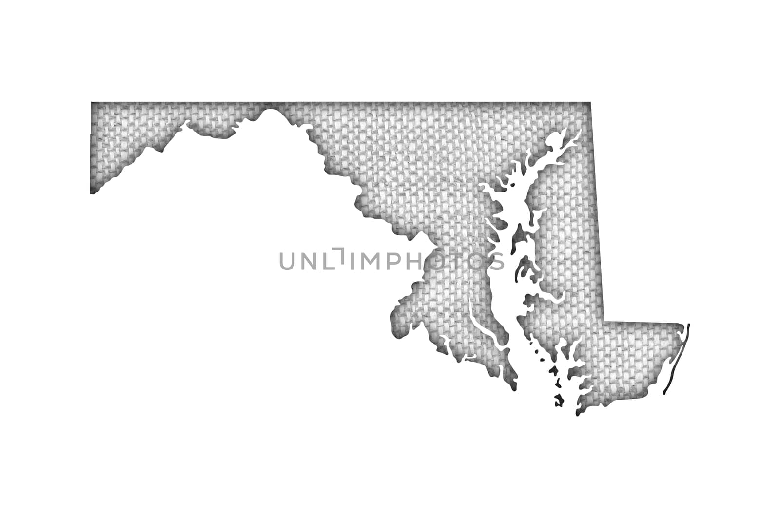 Map of Maryland on old linen