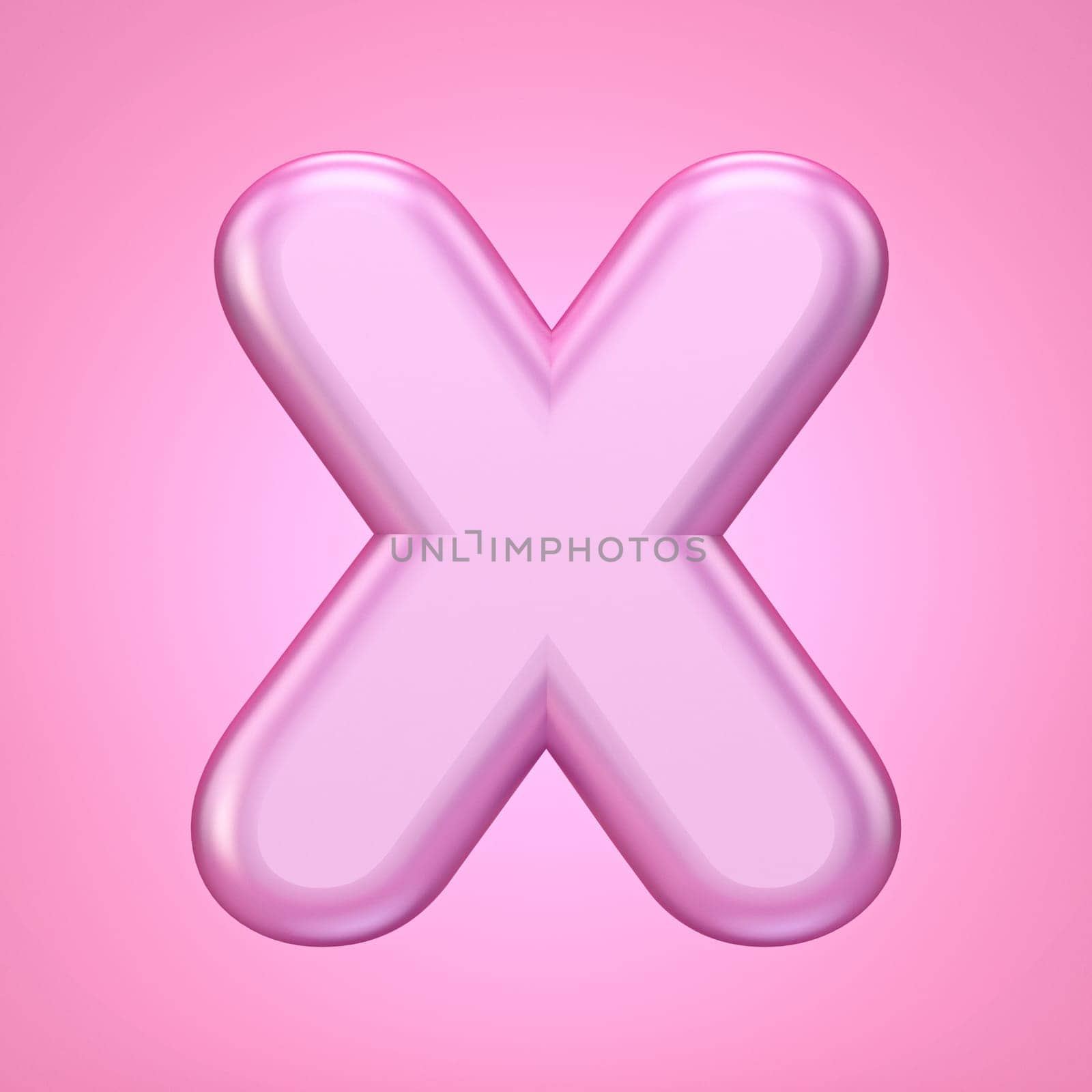 Pink font Letter X 3D rendering illustration isolated on white background