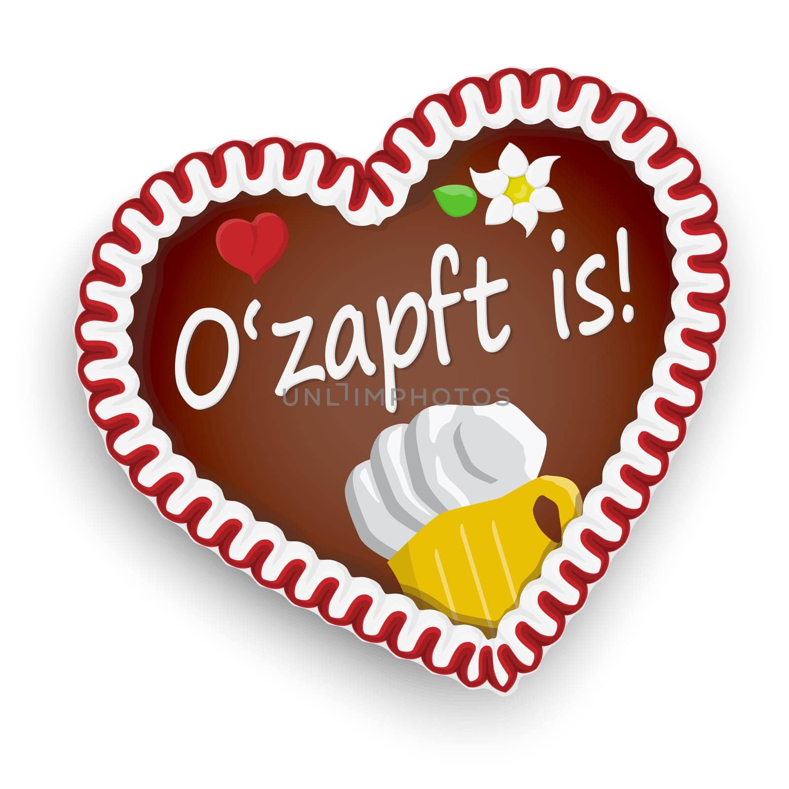 illustrated gingerbread heart with text It is tapped (in german) for Oktoberfest 2019 2020 time