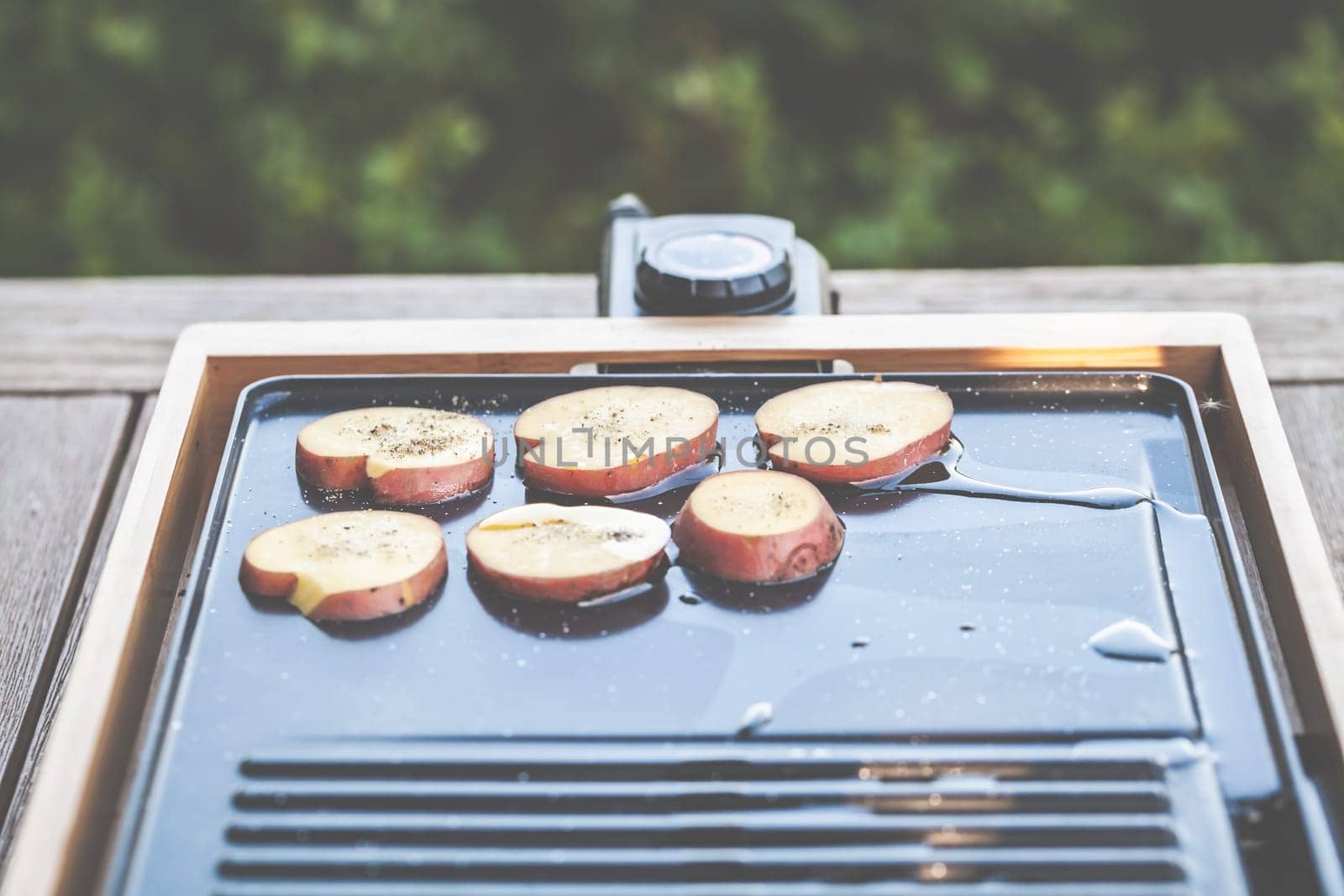 The barbecue evening: it can also be vegetarian, with delicious cucumber salad and grilled vegetables.