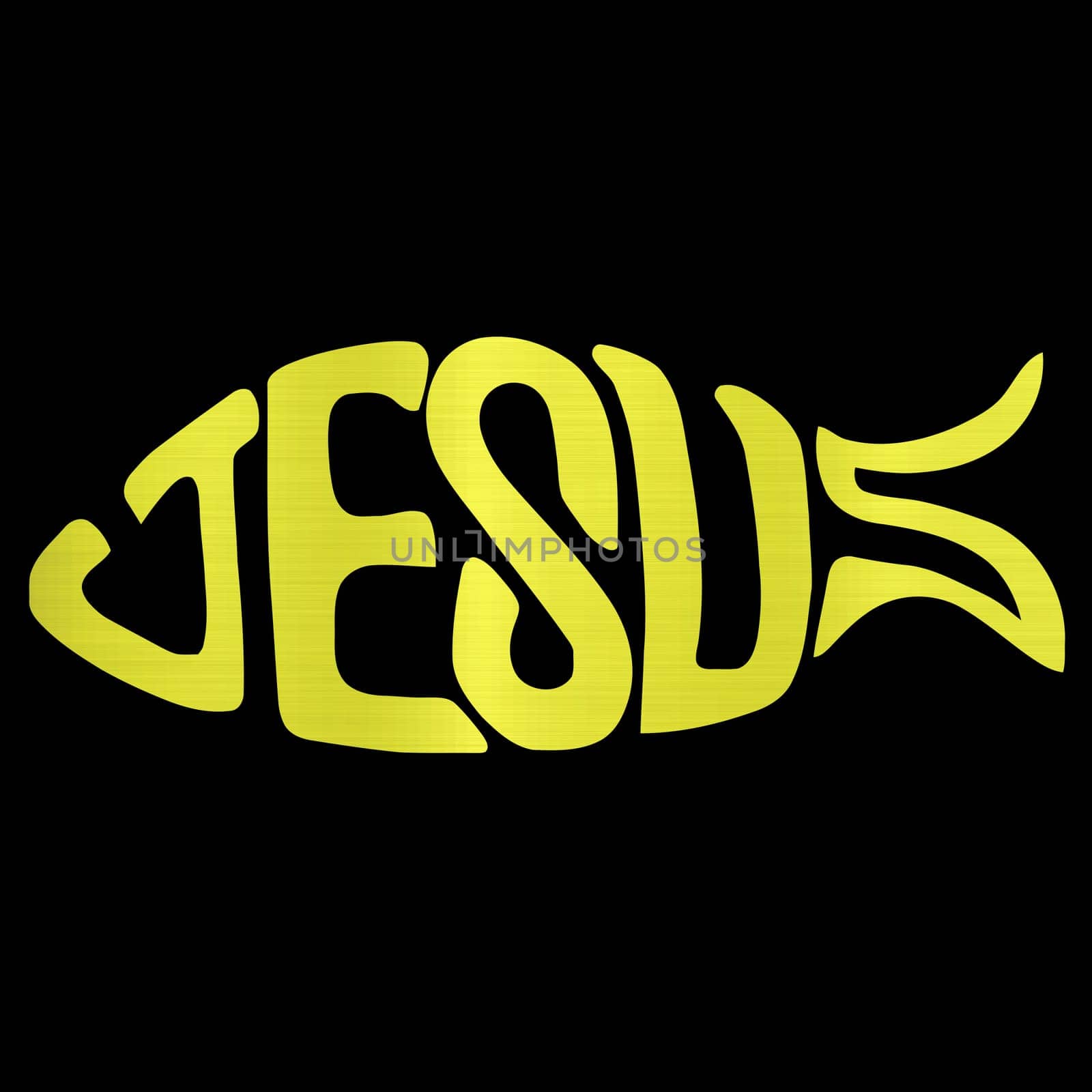 jesus holy fish metallic golden illustration gospel
