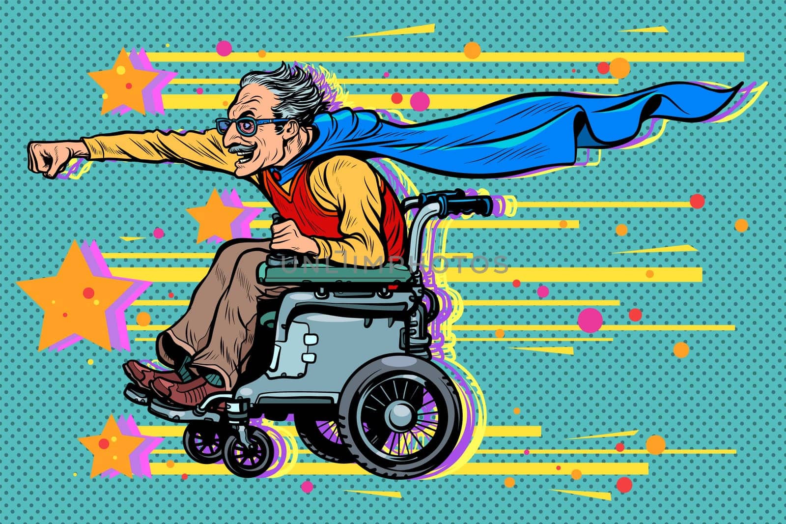 active wheelchair user disabled man. Pop art retro vector illustration kitsch vintage 50s 60s