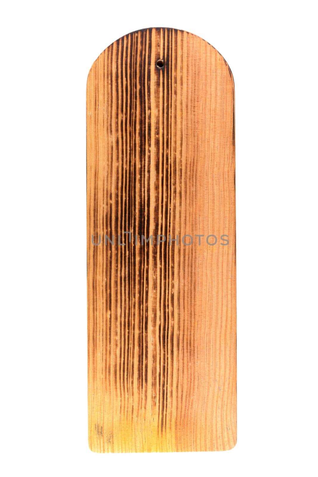 Rectangle shaped brown used wood kitchen cutting board  isolated on white background.