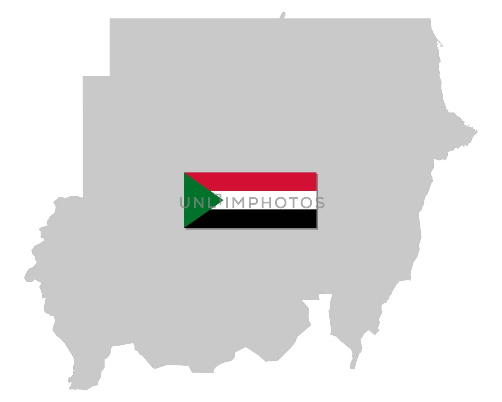Fahne und Landkarte des Sudan