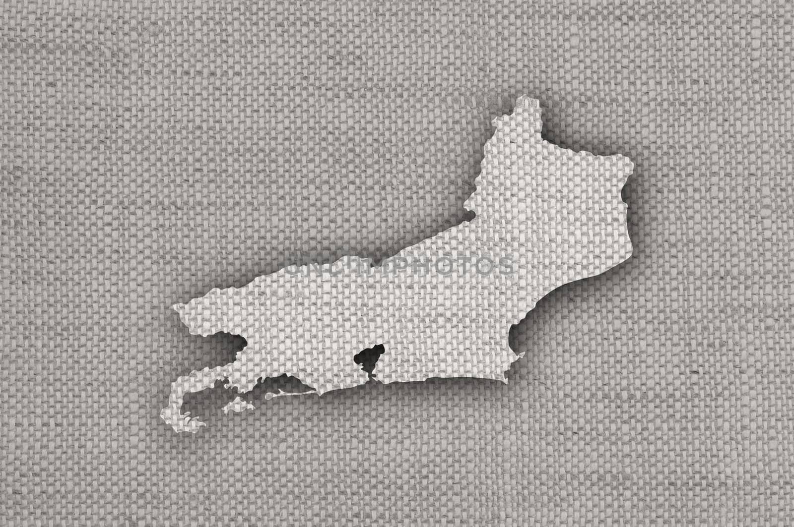 Map of Rio de Janeiro on old linen
