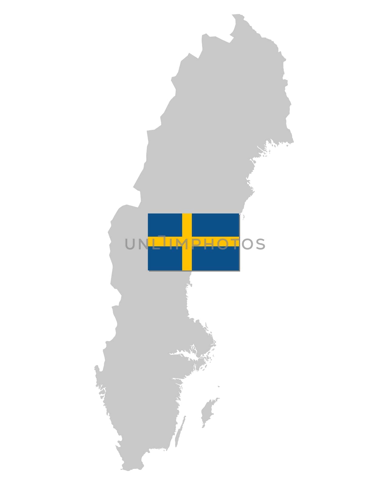Fahne und Landkarte von Schweden