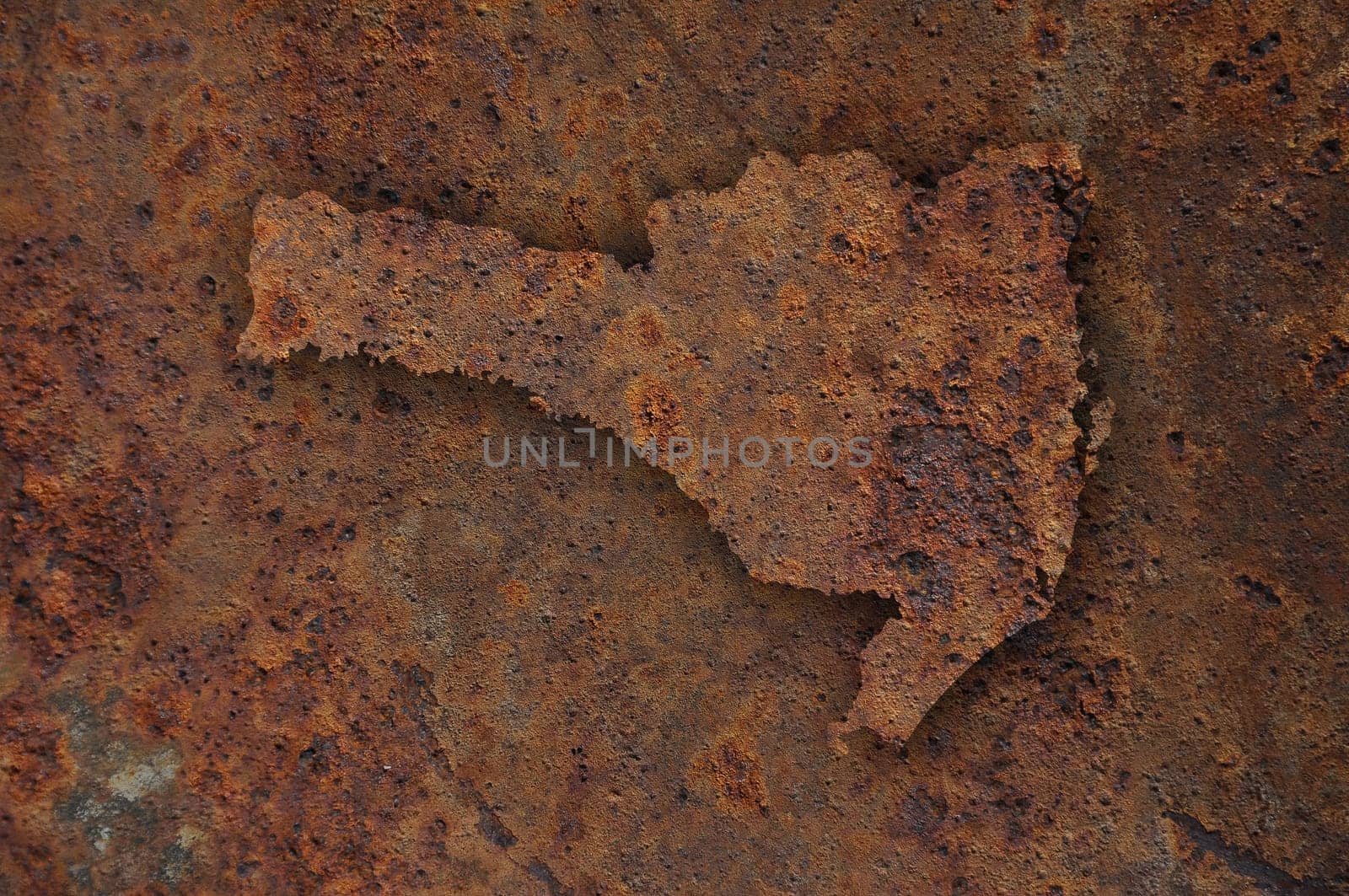 Map of Santa Catarina on rusty metal