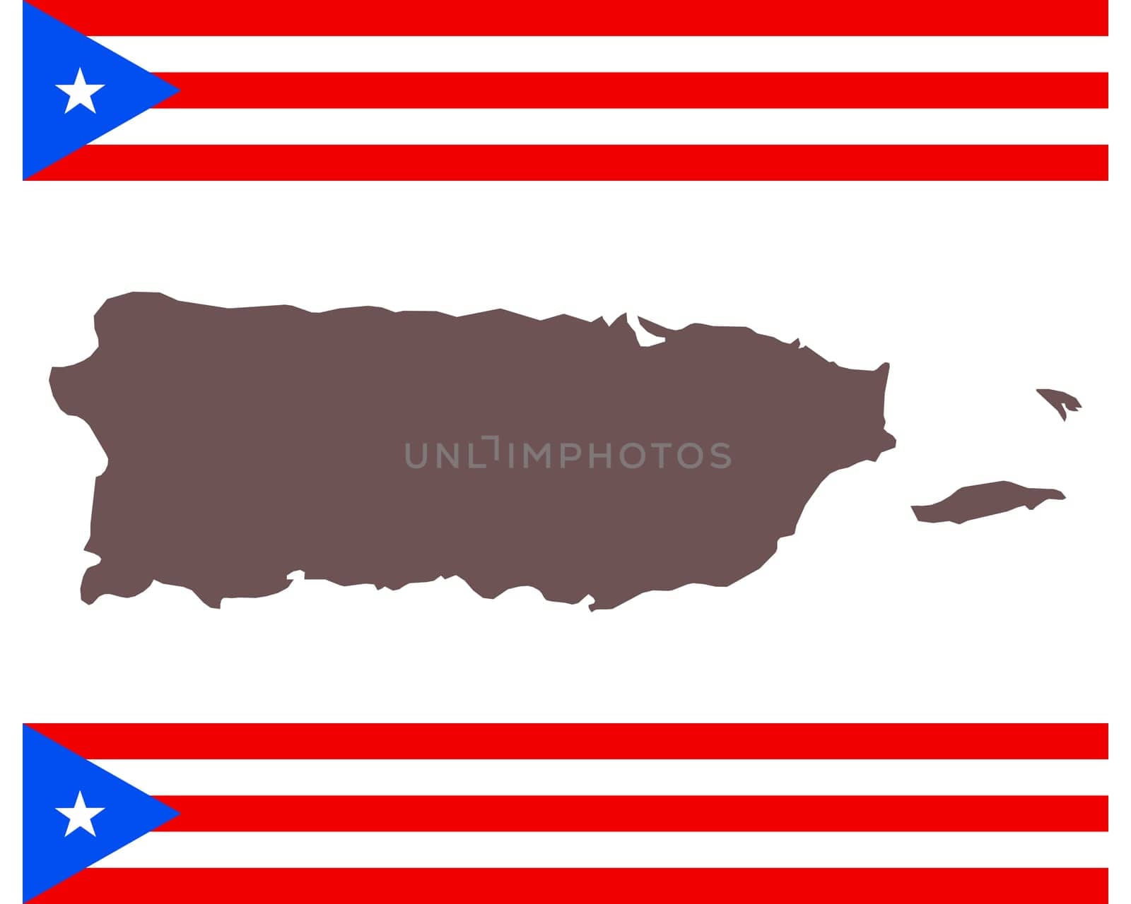 Landkarte von Puerto Rico auf Hintergrund mit Fahne
