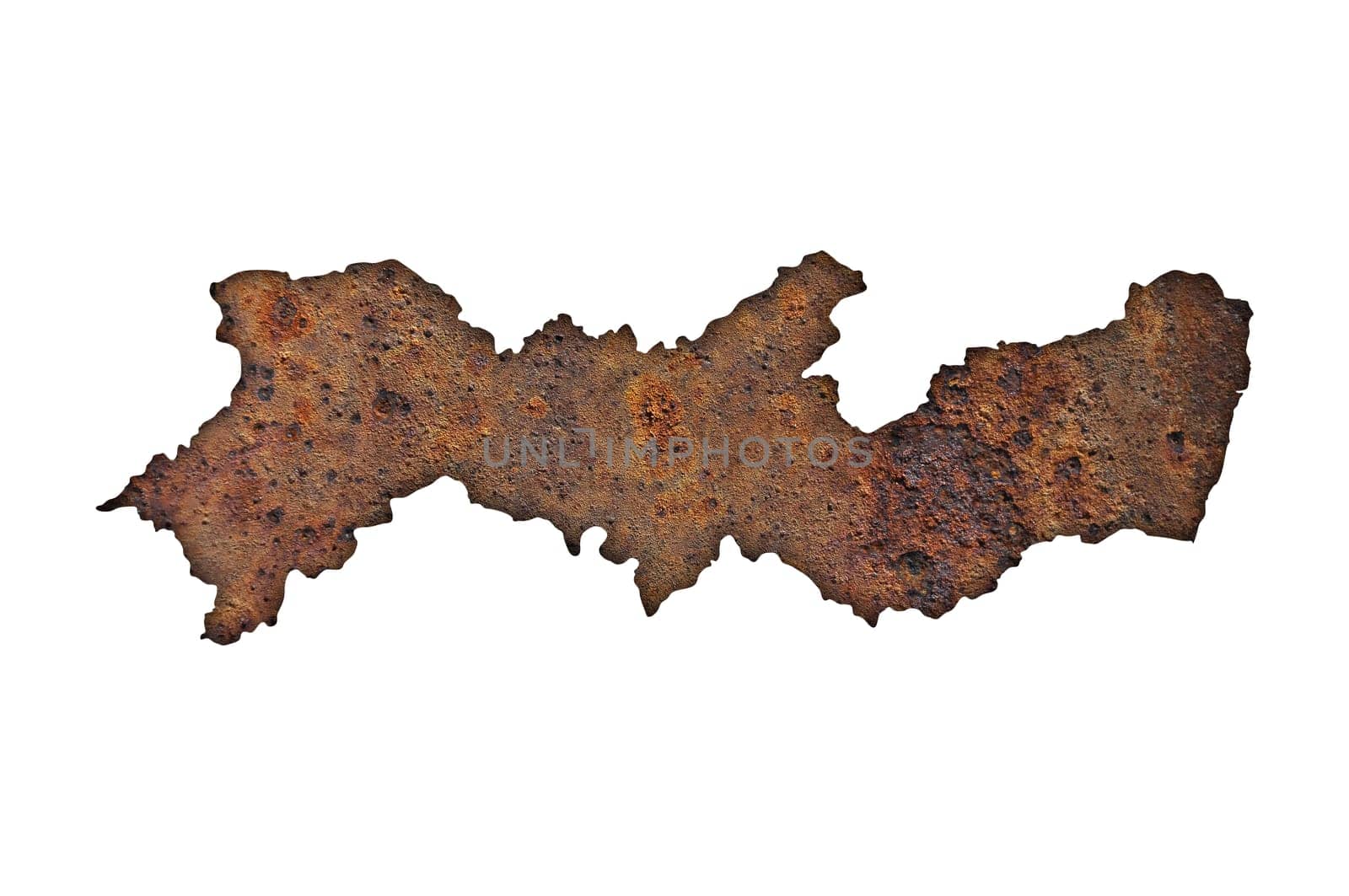 Map of Pernambuco on rusty metal