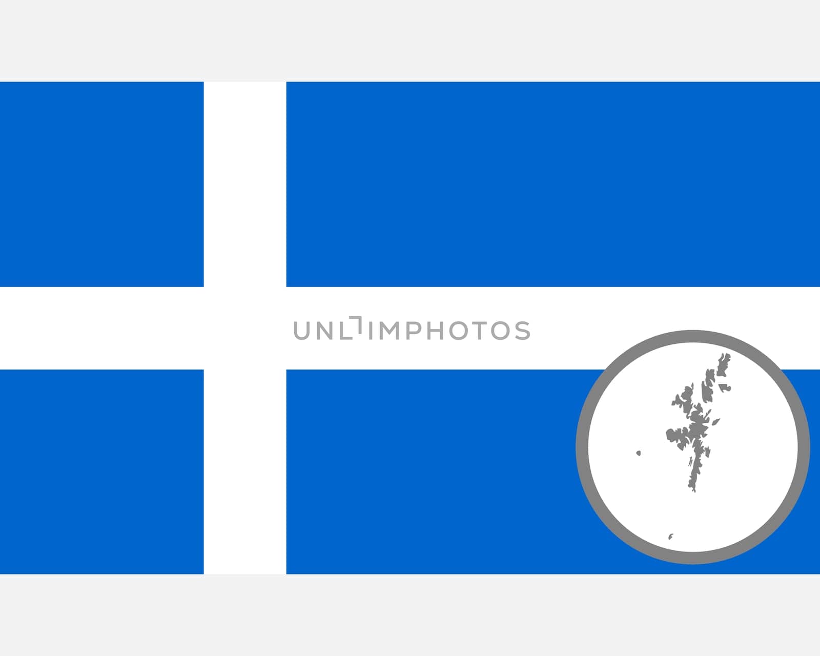 Fahne und Landkarte der Shetland Inseln