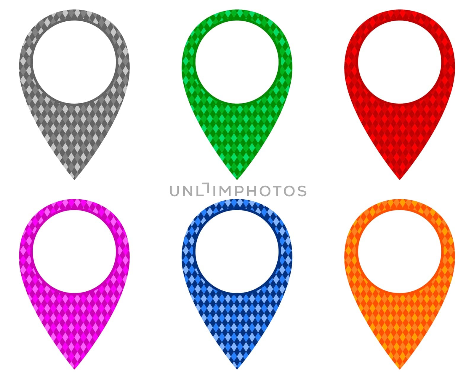 Pins aus unterschiedlichen Mustern