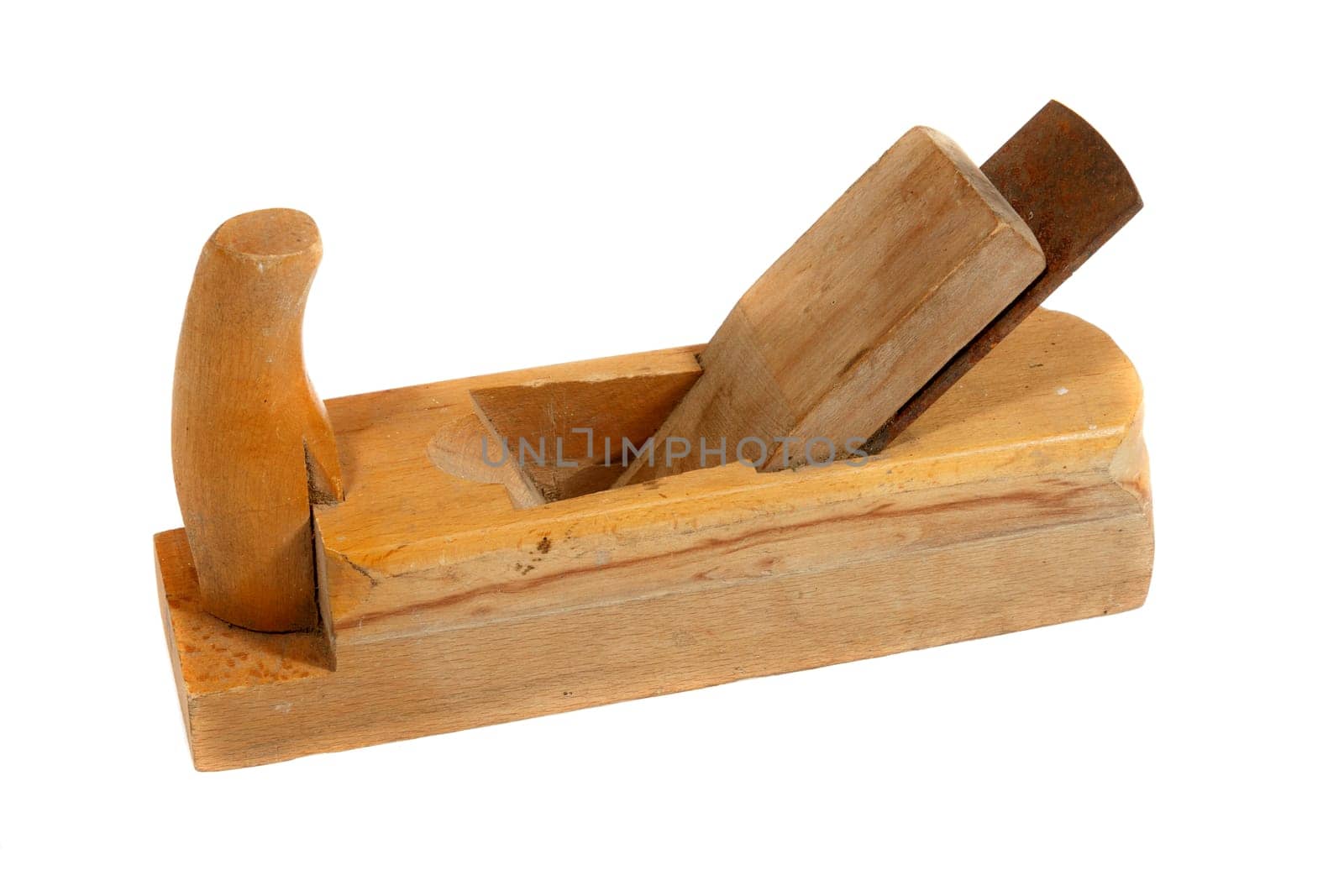 Wooden planer isolated on a white background.