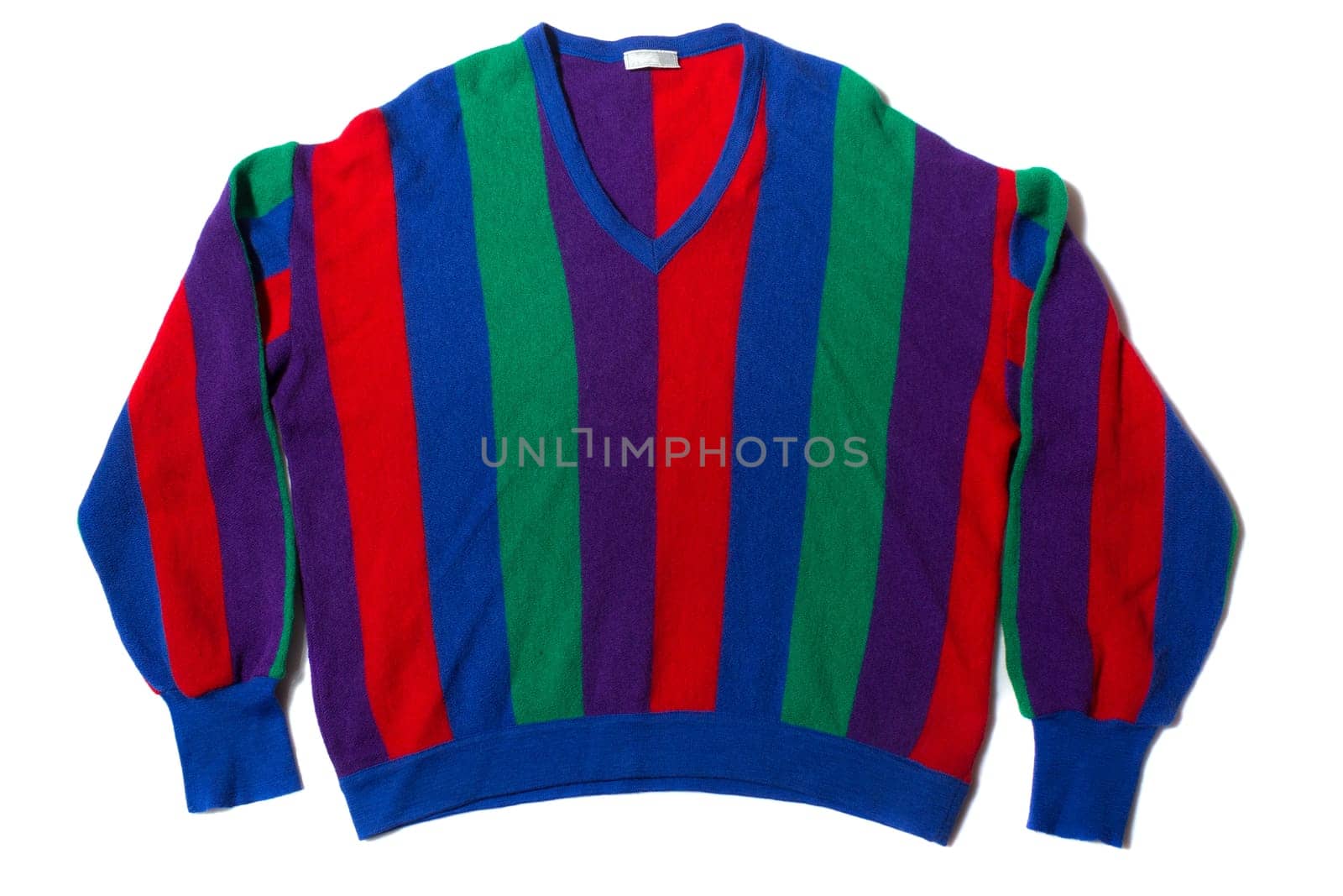 Vintage Striped Wool Jumper On White Background
