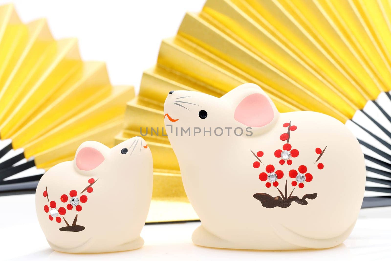 Dolls of Nezumi Mouse. Japanese new year card. Japanese new year Mouse object.
