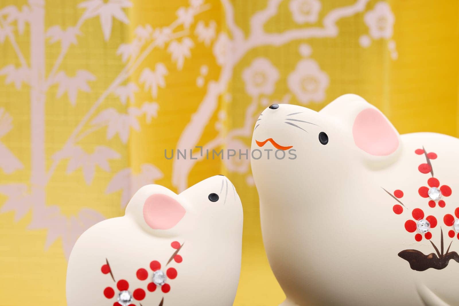 Dolls of Nezumi Mouse. Japanese new year card. Japanese new year Mouse object.