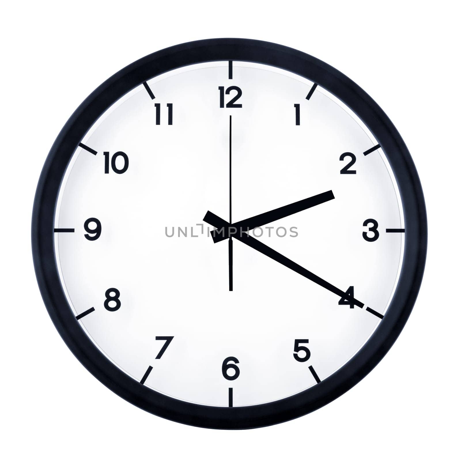 Classic analog clock pointing at two twenty, isolated on white background.