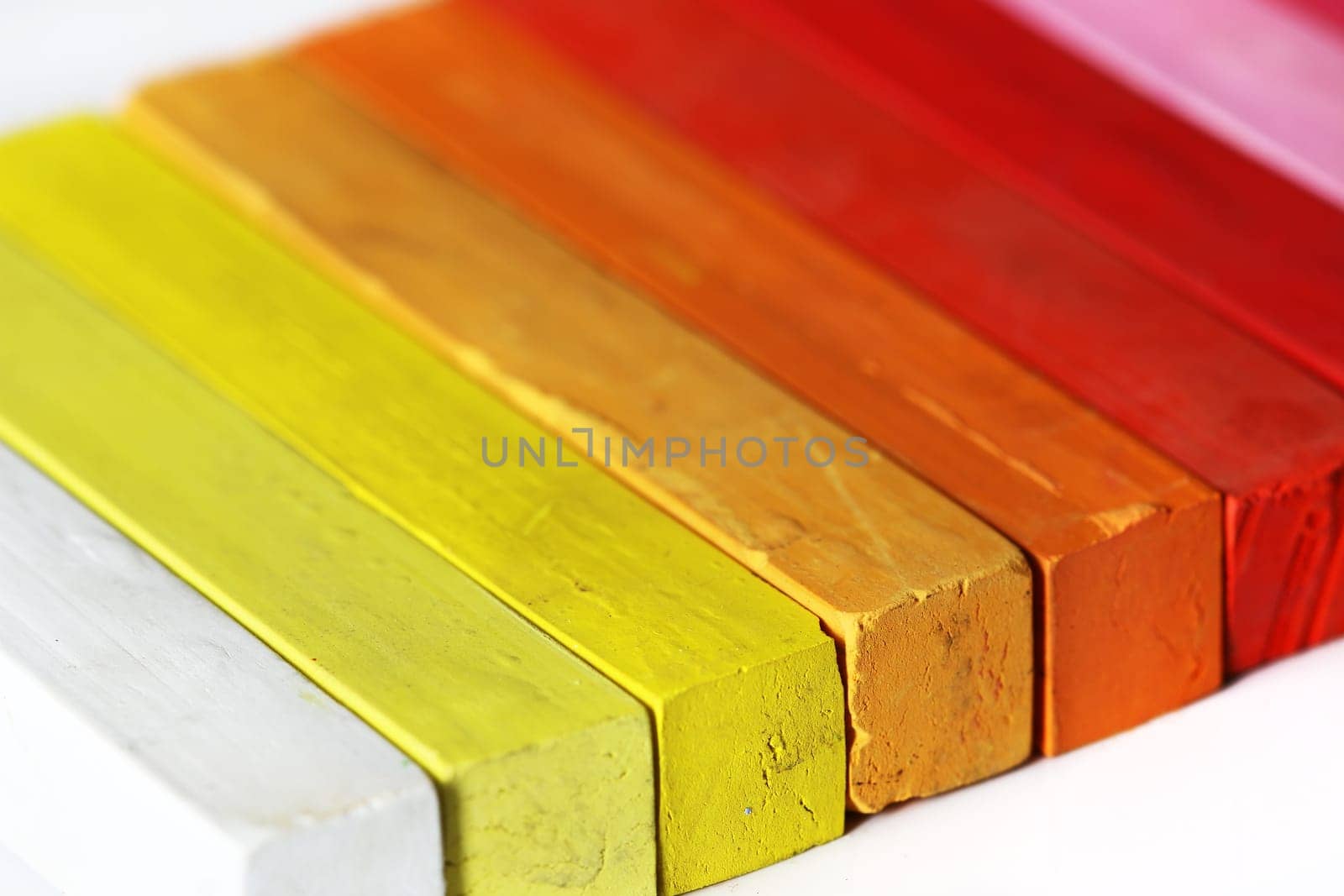 Color range - macro - detail of the colored pastels - range of warm colors