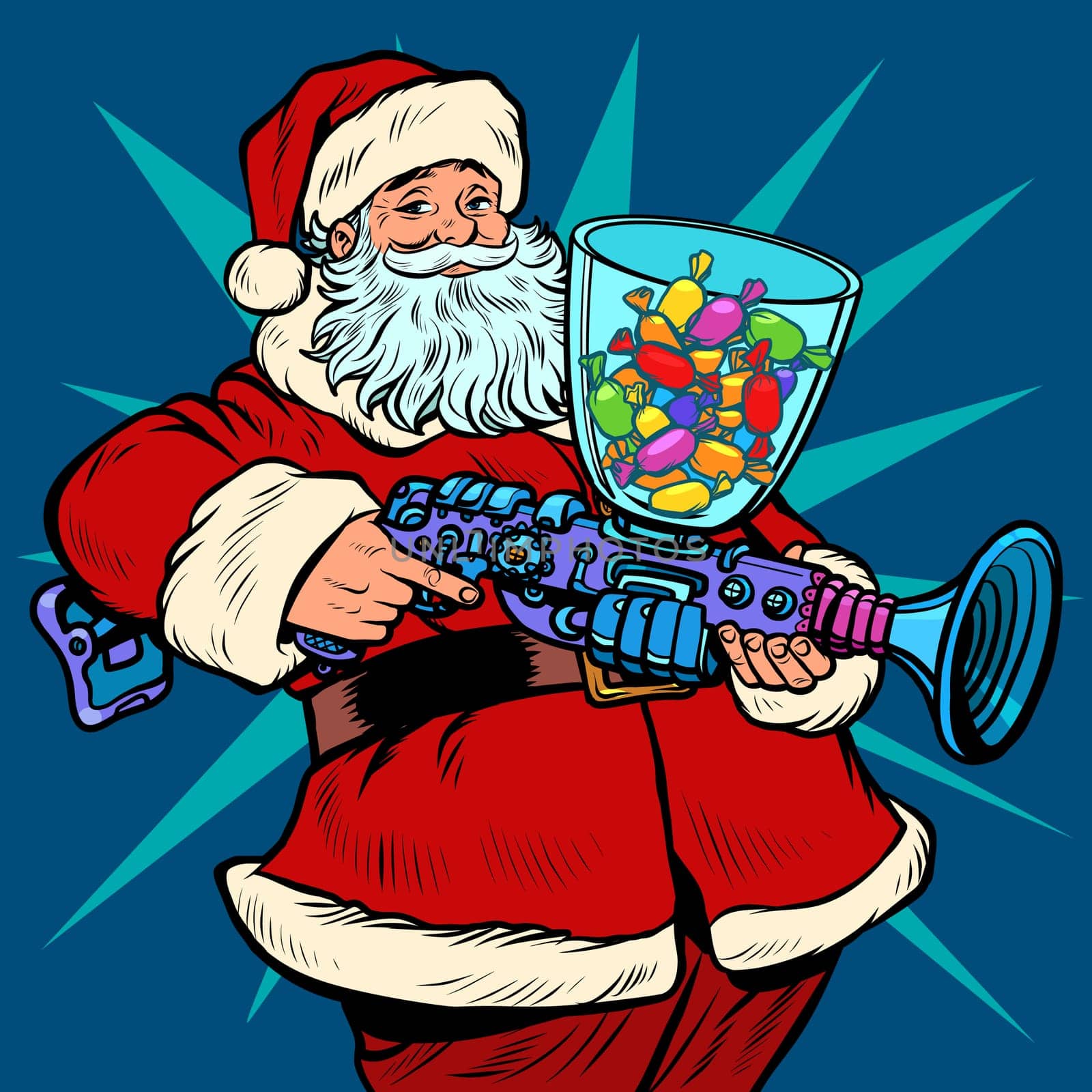 Santa Claus candy machine, Christmas and New year. Pop art retro vector illustration kitsch vintage drawing