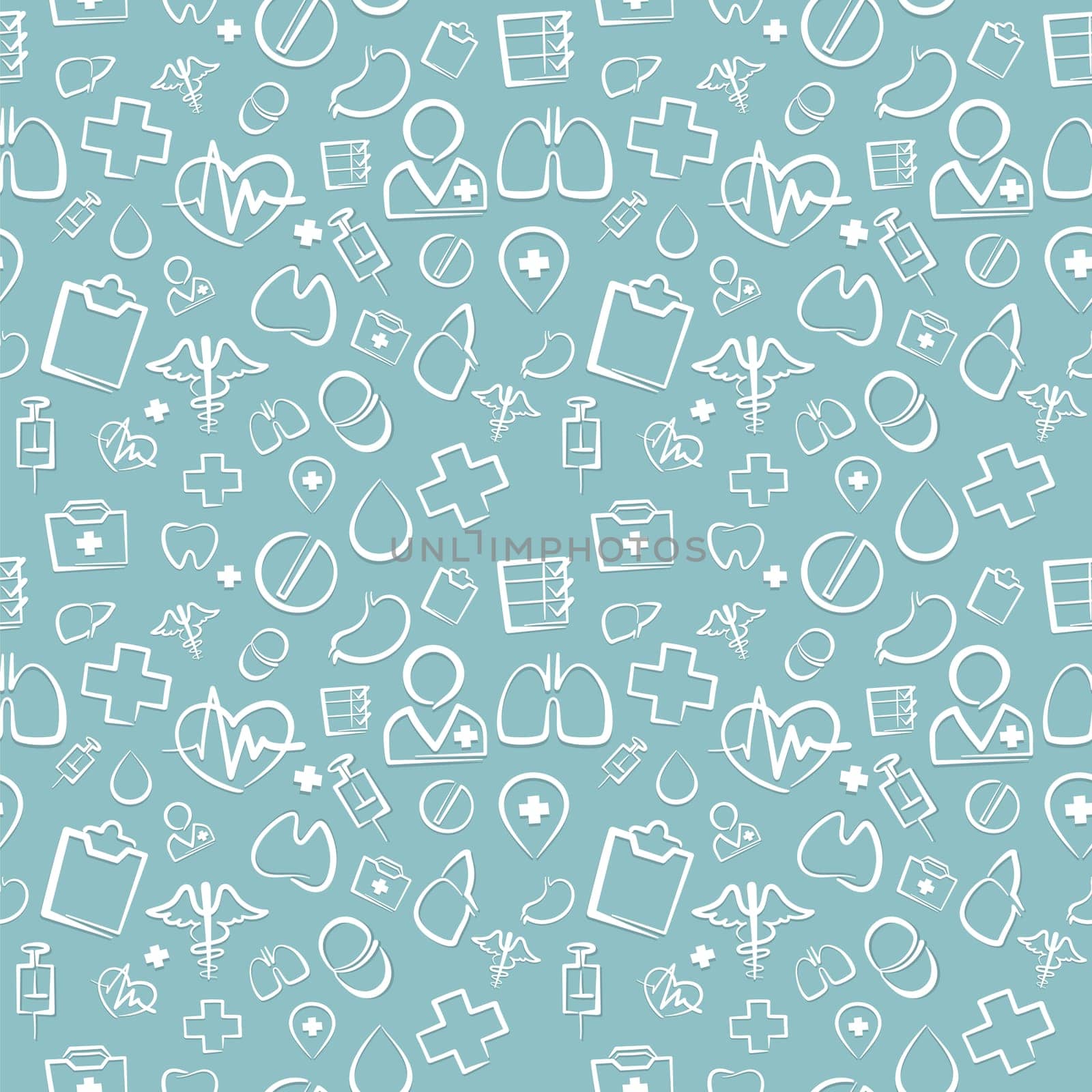 Green Medical Seamless Pattern. Editable pattern in swatches. Clipping paths included in additional jpg format.