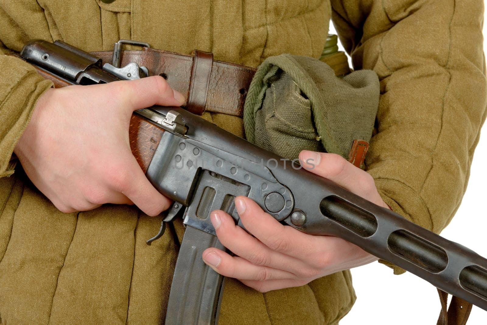 close-up on the machine gun PPSH-41