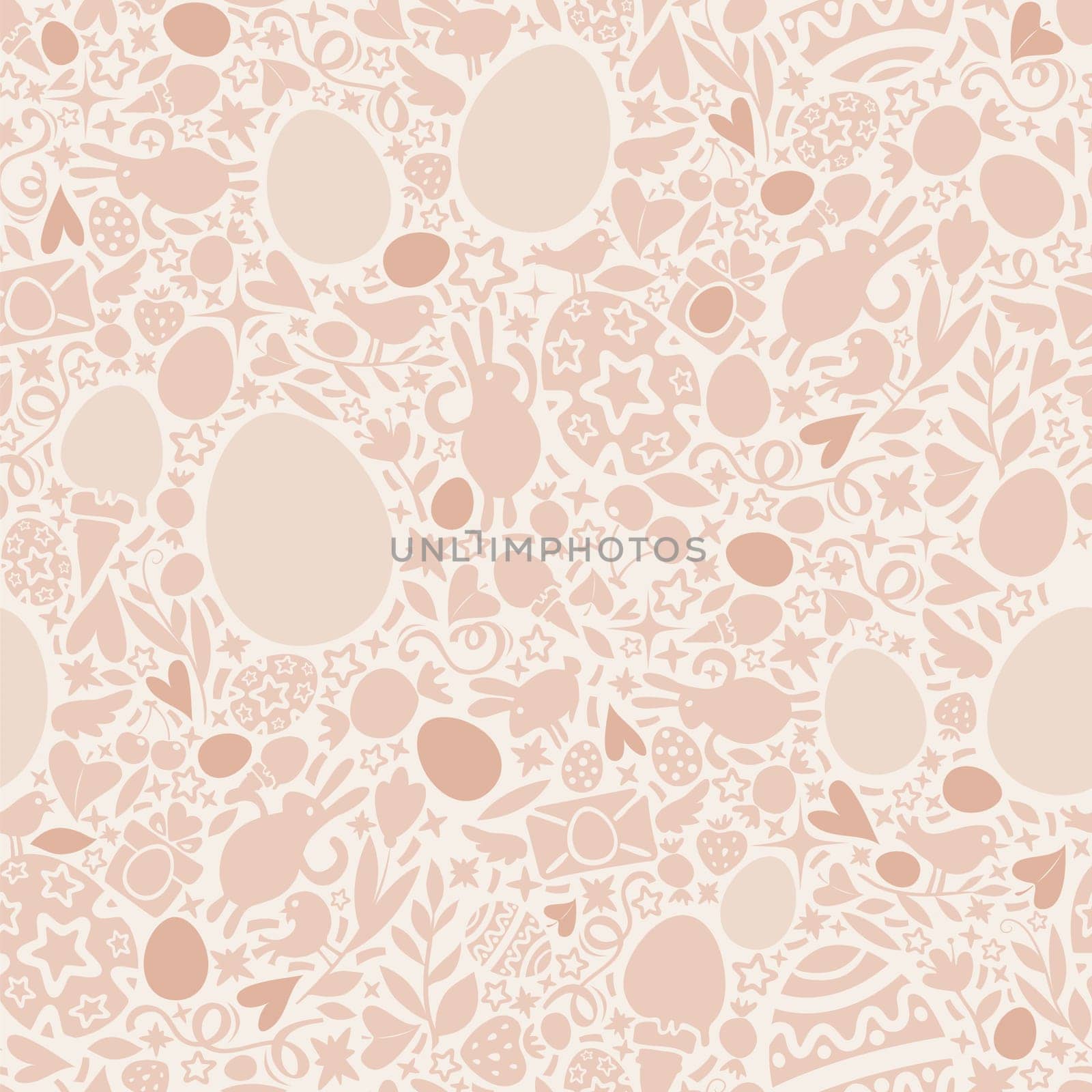 Easter Seamless Pattern in Beige Colors. Easter symbols Shapes. Editable pattern in swatches.