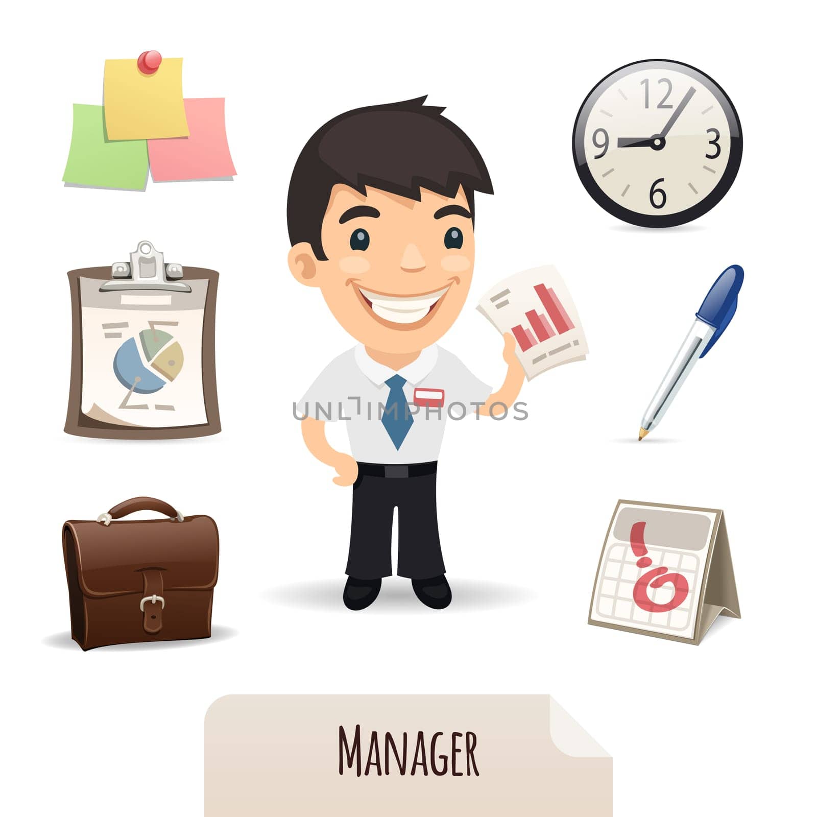 Male Manager Icons Set. In the EPS file, each element is grouped separately. Isolated on white background. JPG with paths.