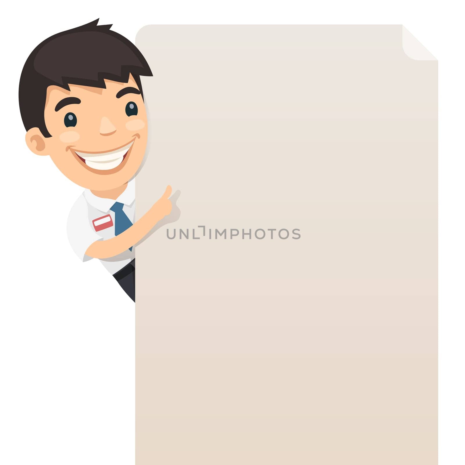 Manager Looking at Blank Poster. In the EPS file, each element is grouped separately. Isolated on white background. JPG with paths.