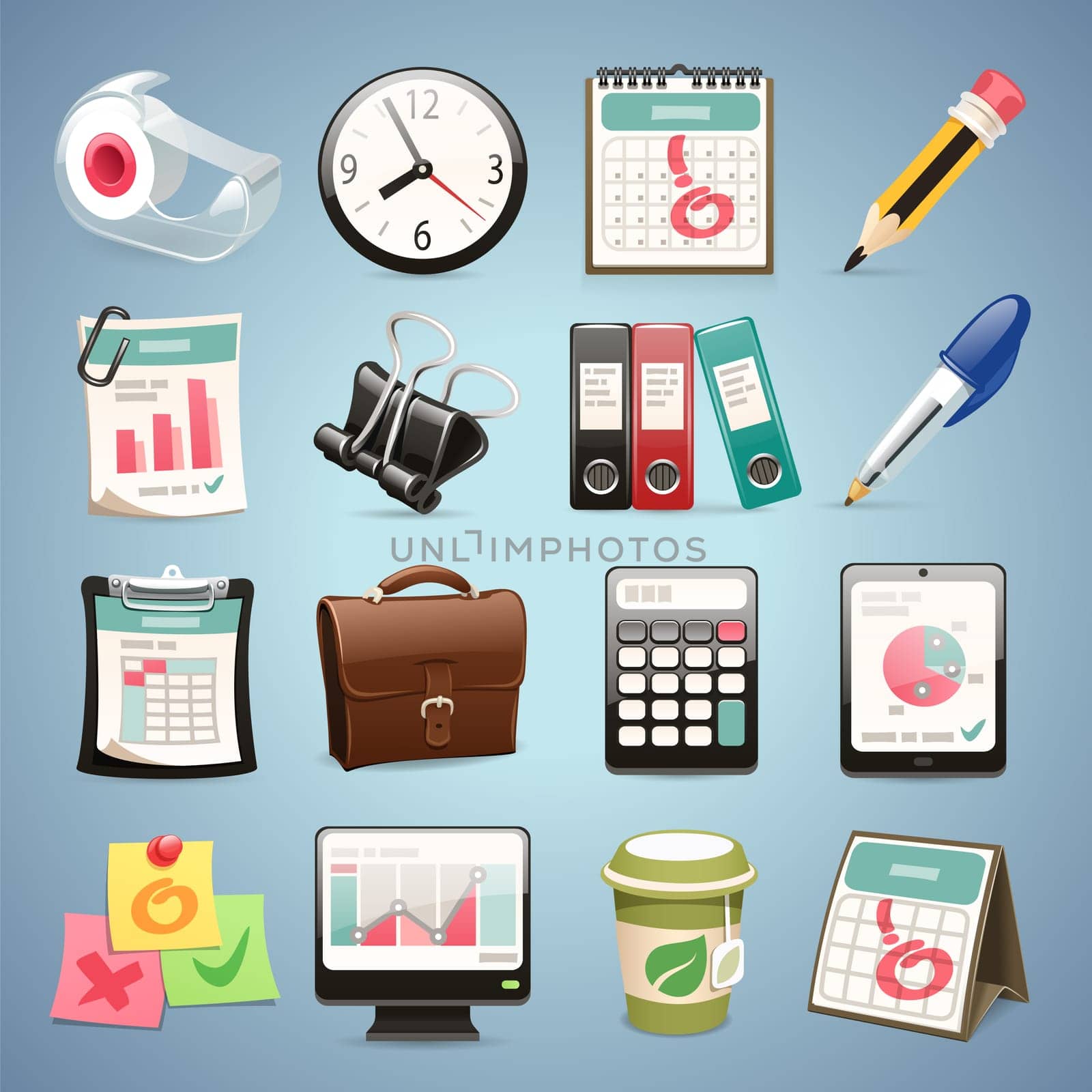 Office Equipment Icons Set1.1 In the EPS file, each element is grouped separately. Clipping paths included in additional jpg format.