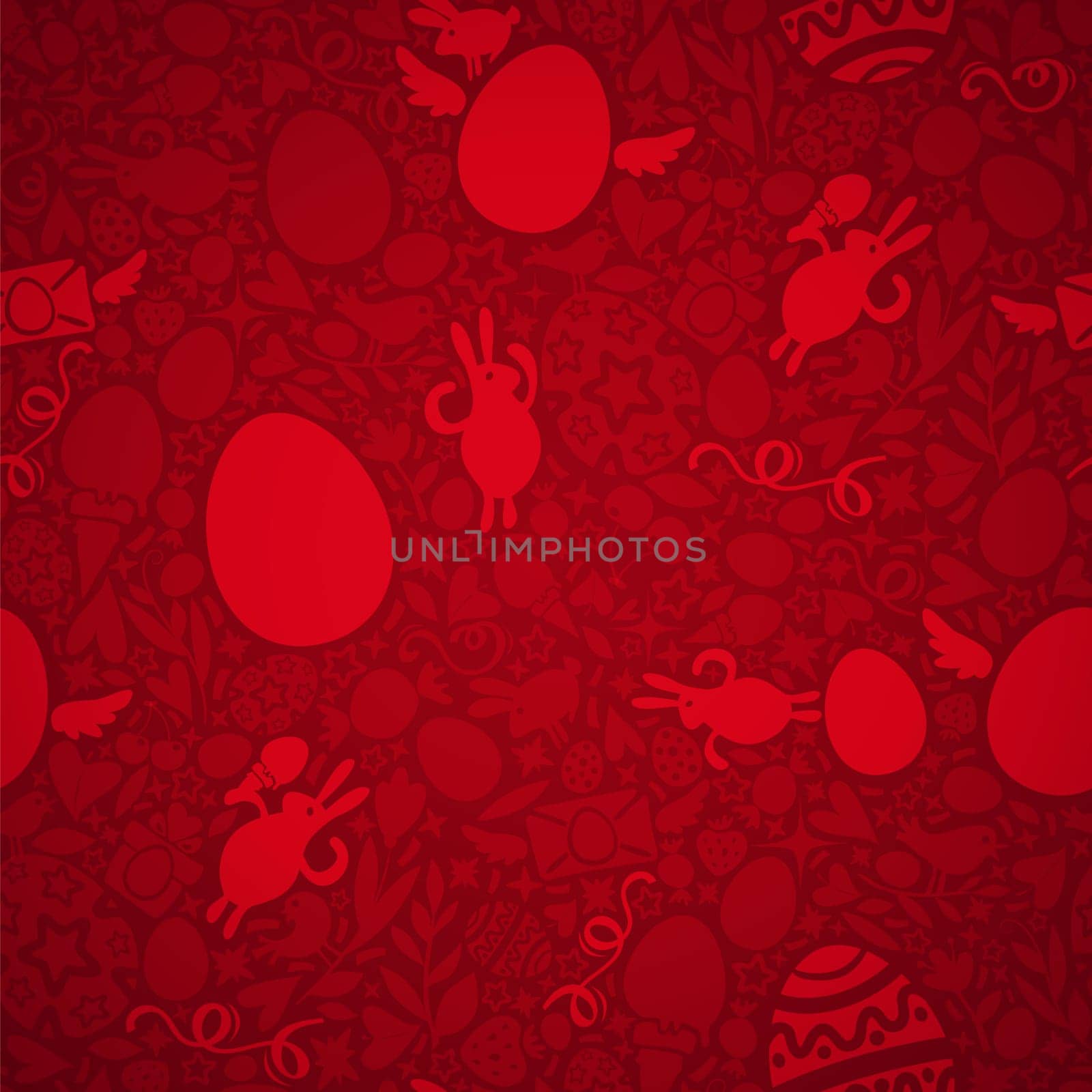 Easter Seamless Pattern in Red Colors. Easter symbols Shapes. Editable pattern in swatches.