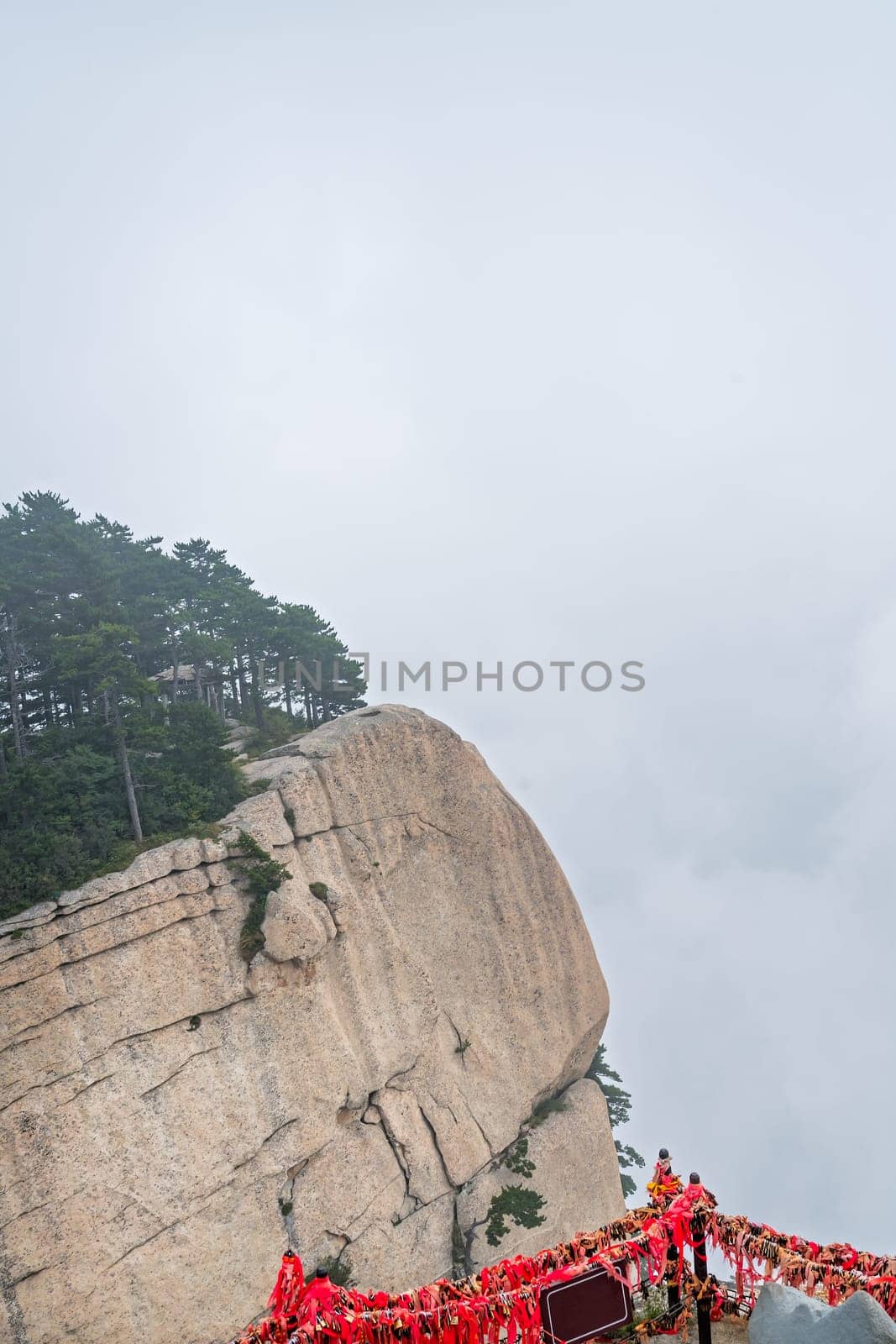 View of the stunning mountain landscape from the West Peak on Huashan mountain, Xian, Shaanxi Province, China