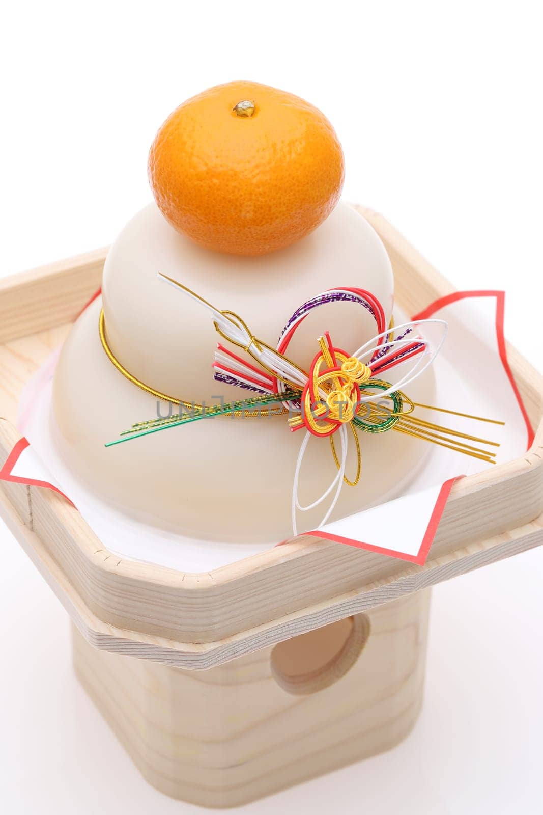 Traditional Japanese new year decoration Kagamimochi made from rice