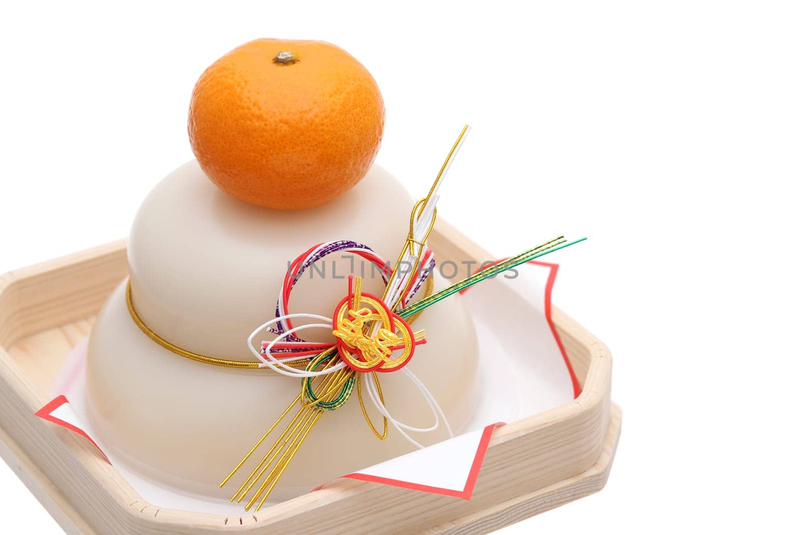 Traditional Japanese new year decoration Kagamimochi made from rice