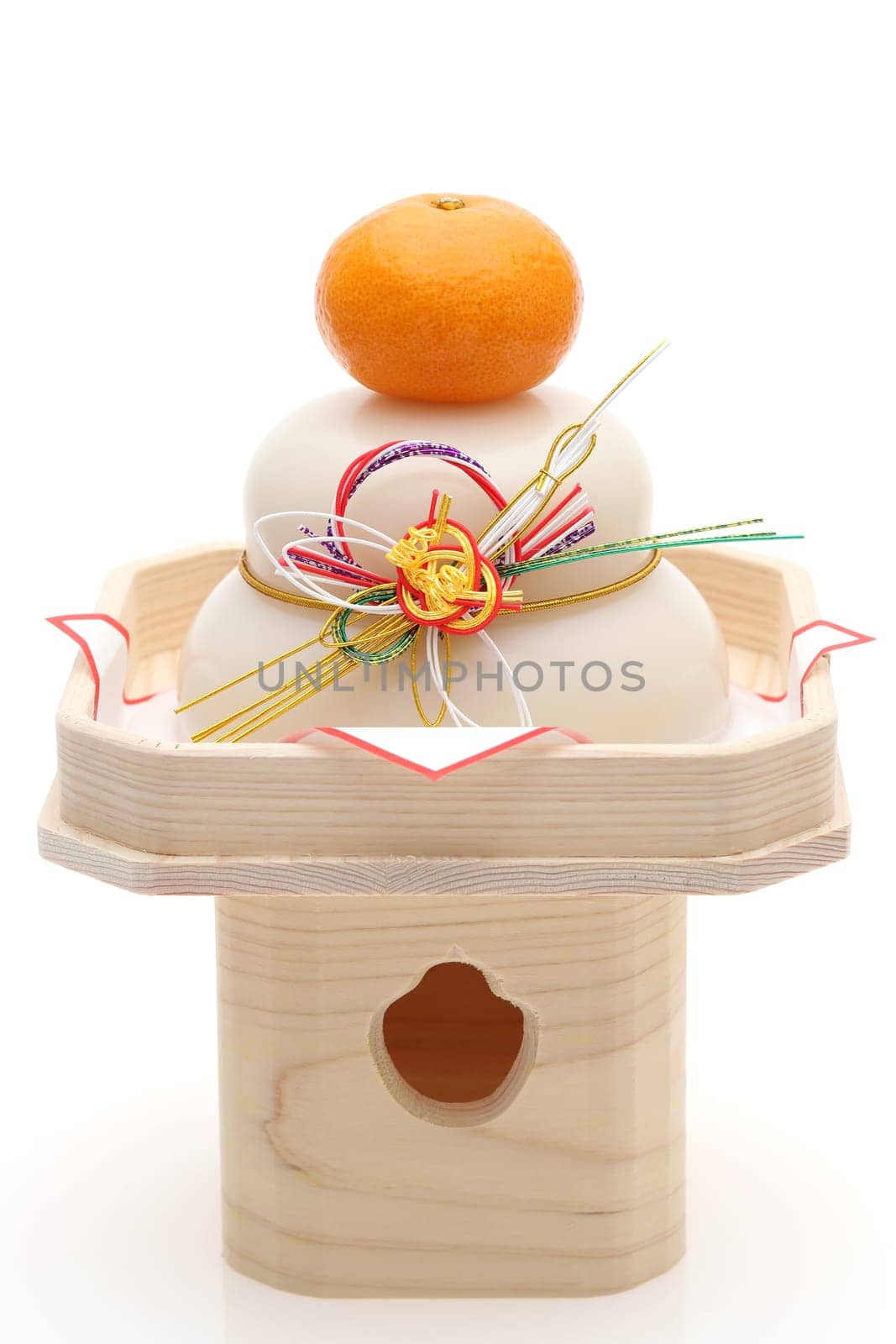 Traditional Japanese new year decoration Kagamimochi made from rice
