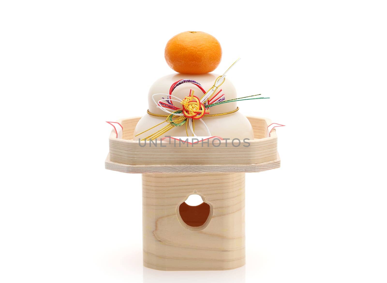 Traditional Japanese new year decoration Kagamimochi made from rice