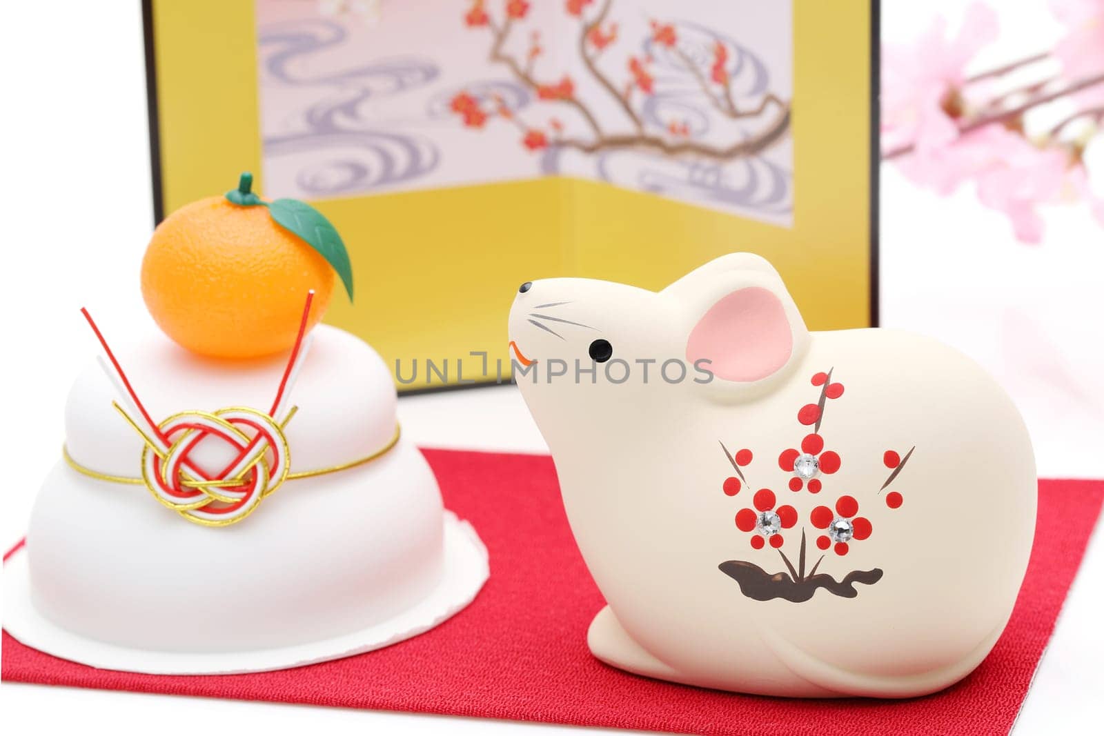 Dolls of Nezumi Mouse. Japanese new year card. Japanese new year Mouse object.