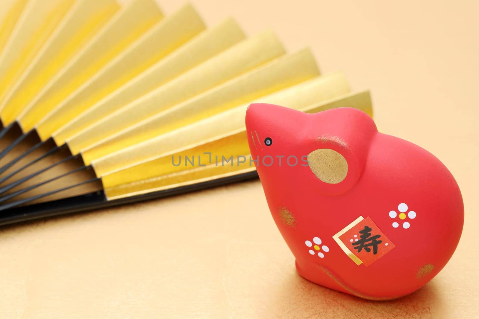 Dolls of Nezumi Mouse. Japanese new year card. Japanese new year Mouse object. Japanese word of this photography means "celebration or congraturations"""