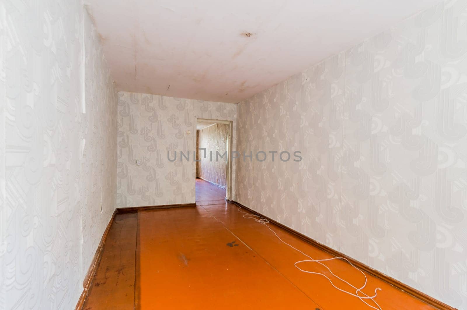 Russia, Moscow- July 08, 2019: interior room apartment. standard repair decoration in hostel. old not modern decor