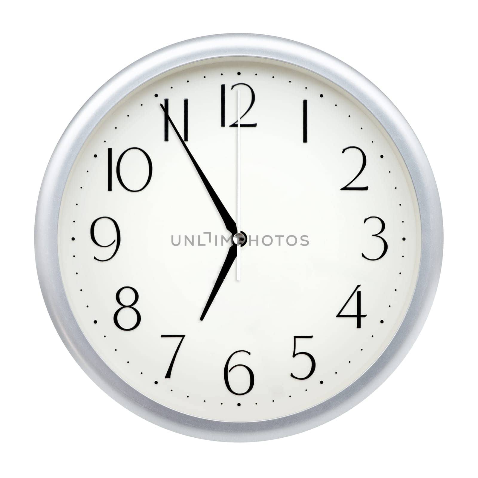 Analog wall clock isolated on white background.