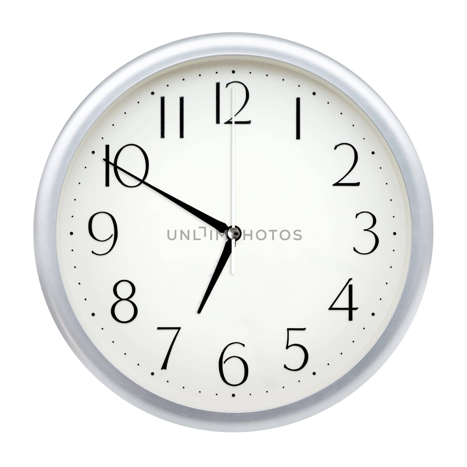 Analog wall clock isolated on white background.