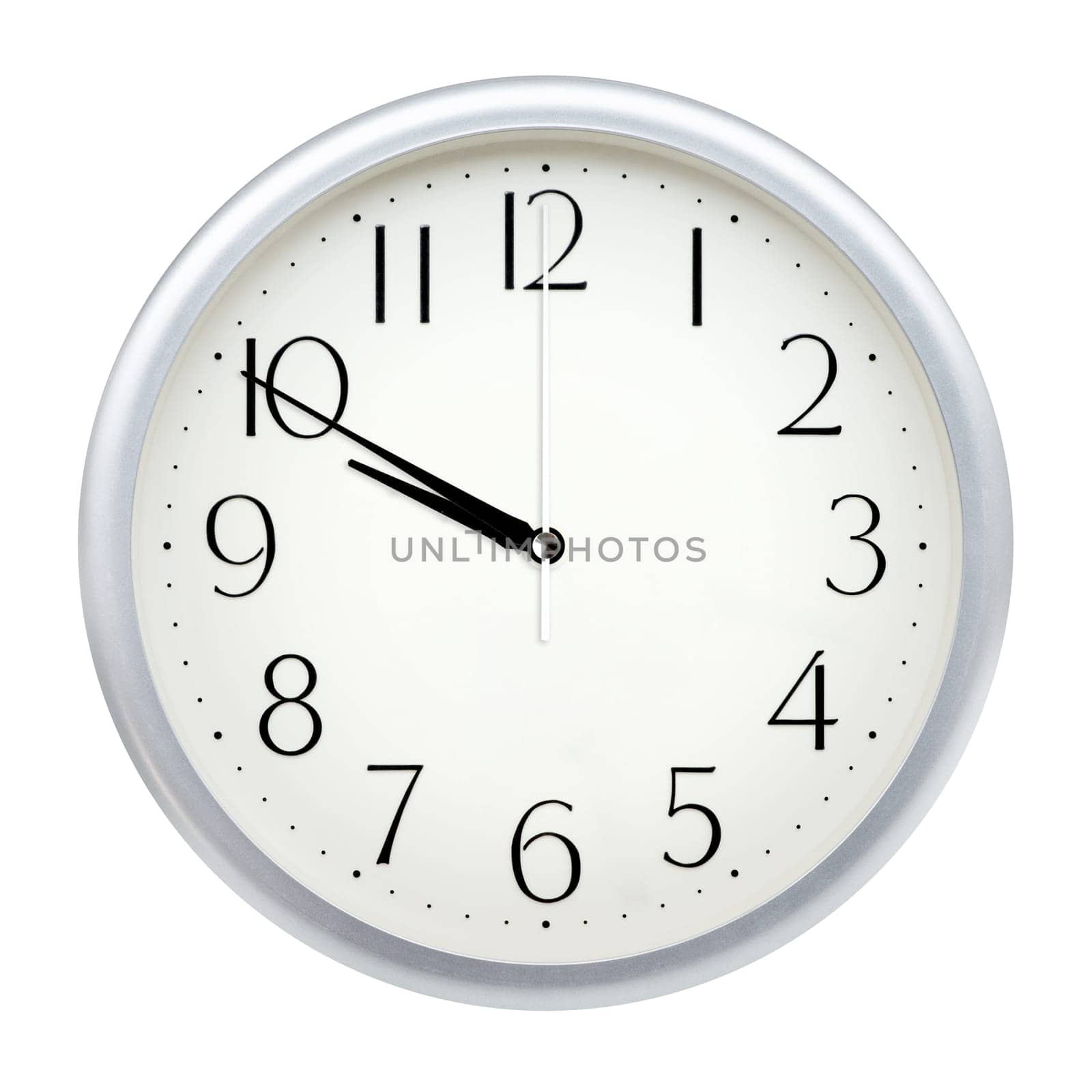 Analog wall clock isolated on white background.