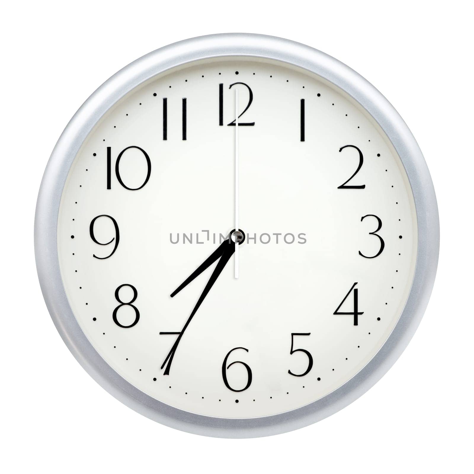 Analog wall clock isolated on white background.