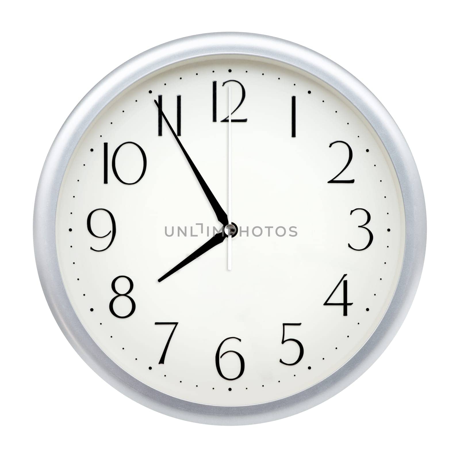 Analog wall clock isolated on white background.