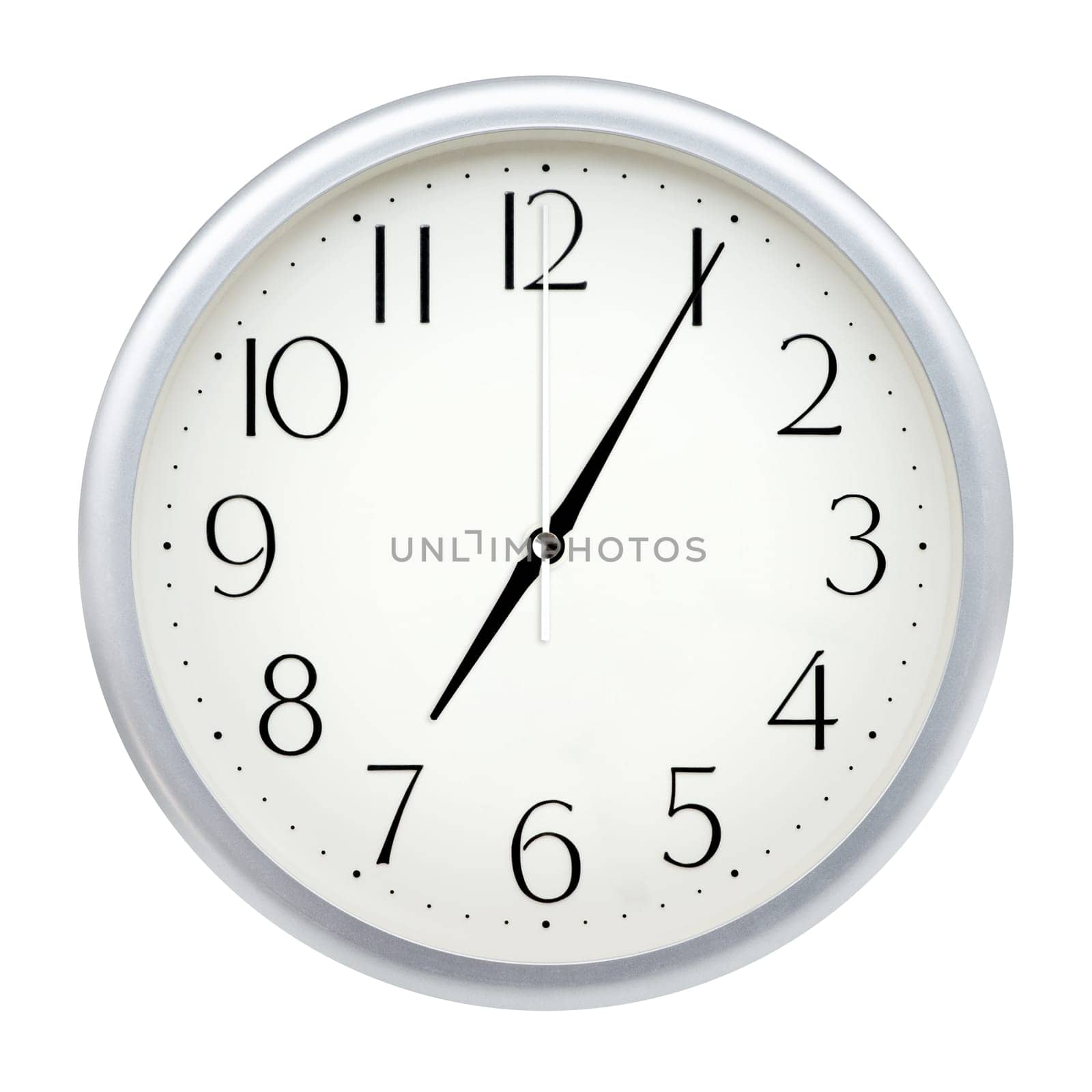 Analog wall clock isolated on white background.