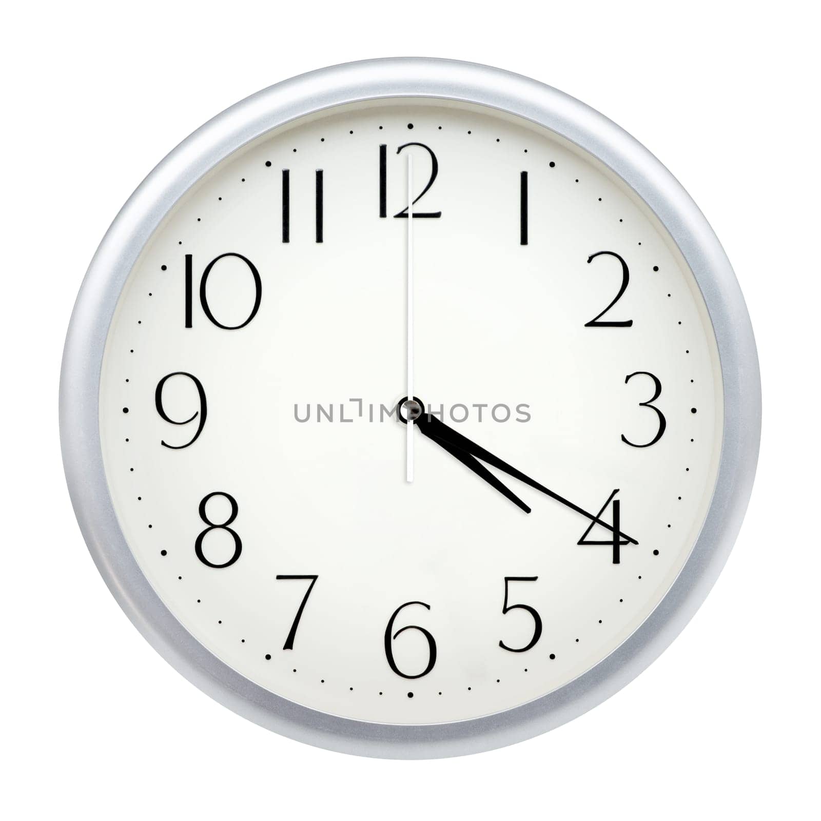 Analog wall clock isolated on white background.