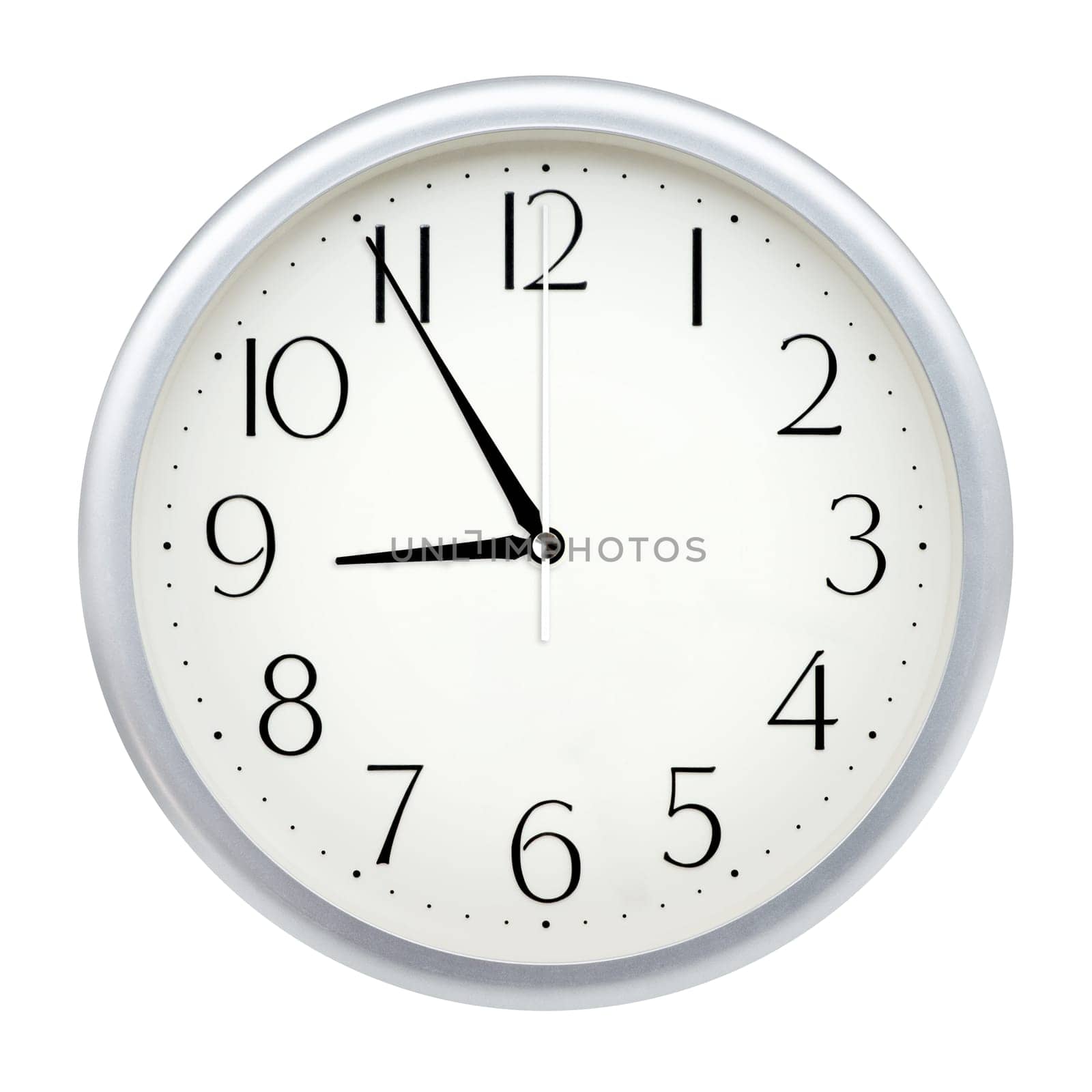 Analog wall clock isolated on white background.