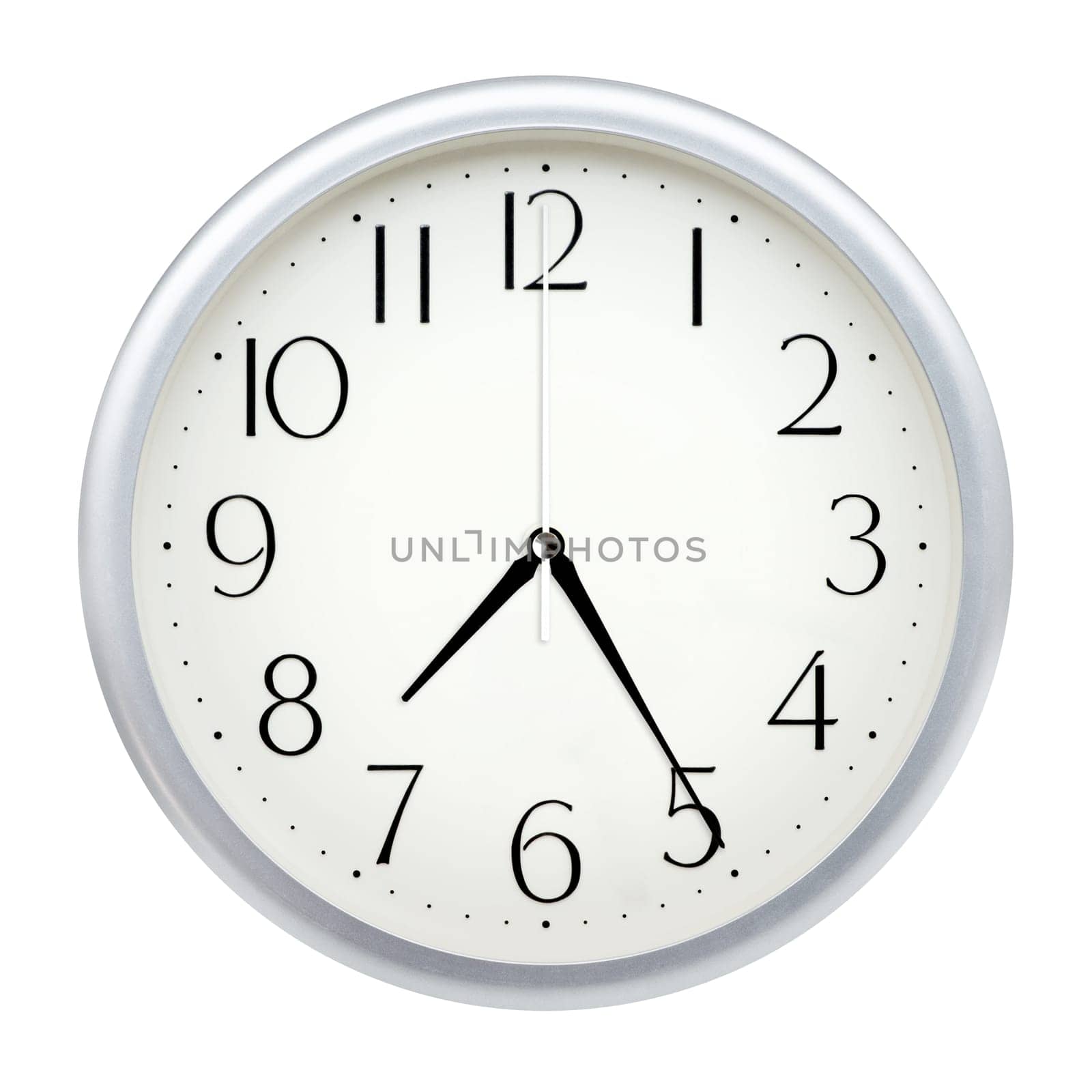 Analog wall clock isolated on white background.