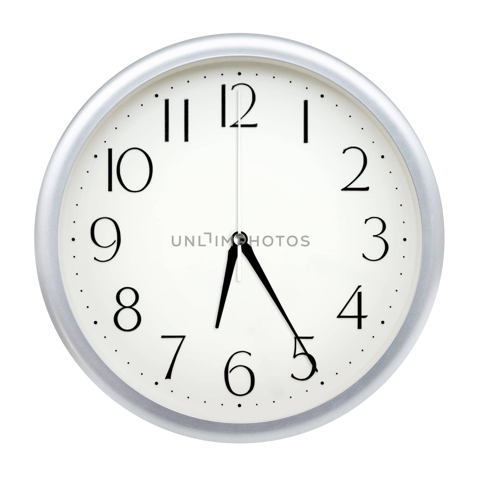 Analog wall clock isolated on white background.