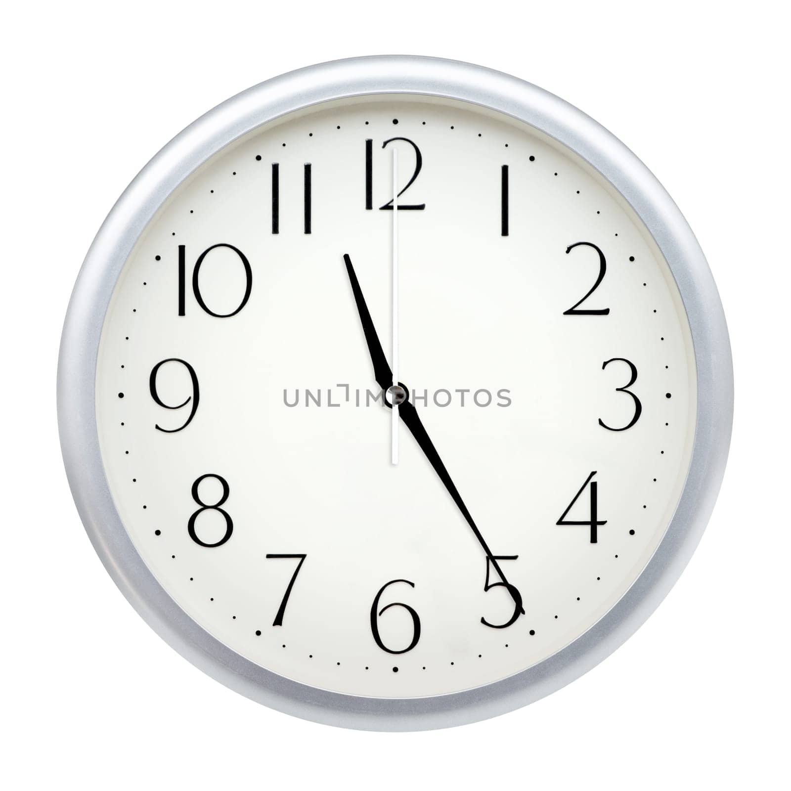 Analog wall clock isolated on white background.