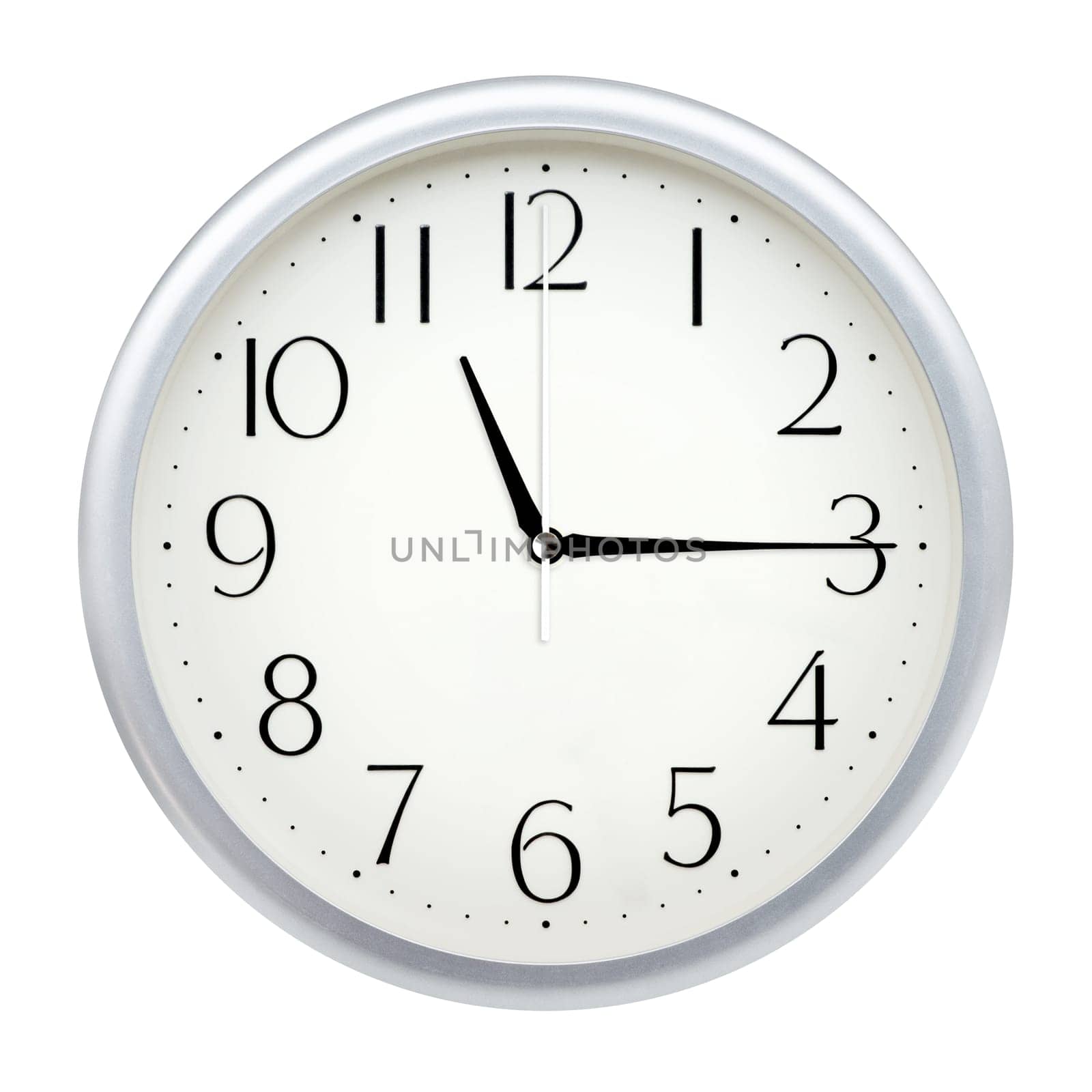 Analog wall clock isolated on white background.